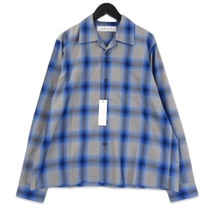 未使用 BAL バル 長袖チェックシャツ BAL-2093 PLAID FLANNEL SHIRT フランネルシャツ オープンカラー ブルー 2 タグ付き 71010596