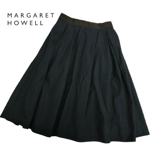 MARGARET HOWELL/ マーガレットハウエル レディース ボトムス ミディ丈 フレアスカート 1サイズ ネイビー 薄手 日本製 I-3878