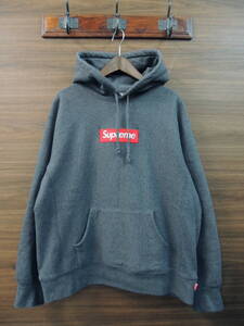 ★ 美品 Sサイズ 21AW Supreme Box Logo Hooded Sweatshirt Charcoal Small シュプリーム ボックスロゴ スウェット パーカー チャコール