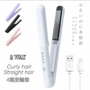 新品 ヘアアイロン ミニ コードレス ストレート usb充電 2way ポーチ付き 軽量 コンパクト 持ち運び 旅行