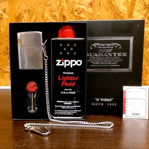 【侍】GUARANTEE ギャランティーセット BOX IT WORKS! 2008年製 無地 チェーン付 ZIPPO ジッポー オイル フリント 箱付 着火OK20=334