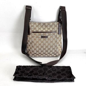 GUCCI グッチ GGキャンバス レザー 122793 ショルダーバッグ 中古美品 布袋付[03-5069