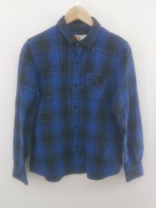 ◇ ◎ DUFFER ダファー チェック 長袖 シャツ サイズL ブルー系 ブラック メンズ P