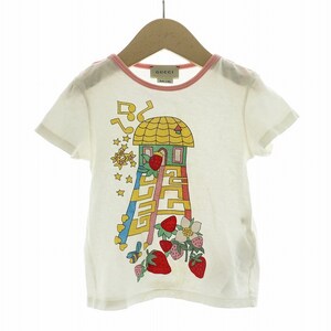 グッチ GUCCI Tシャツ カットソー 半袖 プリント いちごモチーフ プルオーバー 24m 90cm 白 ホワイト 555676 /NQ キッズ