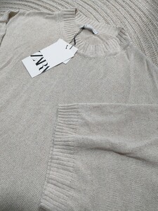 新品 ZARA リネン混 半袖 ニット カットソー L XL ザラ シャツ メンズ 2024年モデル