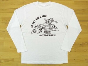 AIM-54 フェニックス 白 5.6oz 長袖Tシャツ 黒 M ミリタリー F-14 トムキャット ミサイル