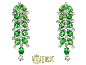 Green Garnet K14WGグリーンガーネット ダイヤモンドイヤリング No.126609