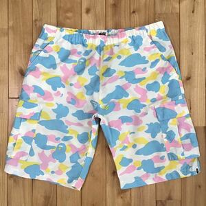 マルチカモ ナイロン ハーフパンツ Lサイズ a bathing ape BAPE shorts cotton candy camo multi エイプ ベイプ ショーツ 迷彩 0000