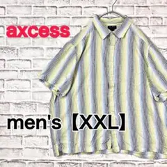 【G1039】axcess 半袖ストライプシャツ【XXL】ストライプ