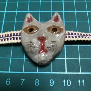 帯留め 猫 ねこ 陶器 #64 リバーシブル