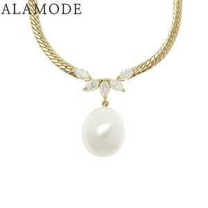 MIKIMOTO(ミキモト) パール ダイヤモンド ネックレス K18 イエローゴールド YG ジュエリー レディース 41100055406【中古】【アラモード】