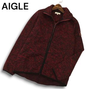 AIGLE エーグル 秋冬 裏起毛★ ロゴタグ メランジ フリース ジップ ブルゾン ジャケット Sz.M　メンズ アウトドア　C4T08295_9#N