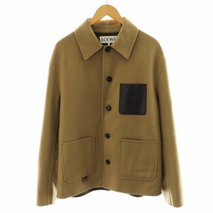 ロエベ LOEWE CASHMERE WOOL WORK JACKET ワークウェア ジャケット アナグラム ウール カシミヤ混 48 M ベージュ H526Y02W14