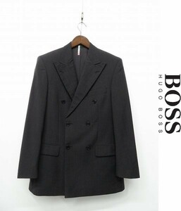 F291/HUGO BOSS ダブルジャケット テーラードジャケット 総裏 サイドベンツ ウール 48 M~L グレー