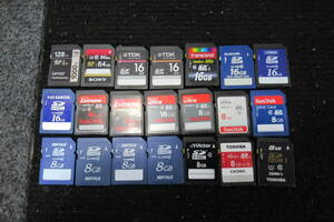 棚12.B1961 SDカード 8GB/16GB/64GB 128GB Lexar、SONY 、SanDisk Extreme/Ultra 、TDK/TRANSCEND/IODATA /BUFFALO/TOSHIBA/Victor 21点　