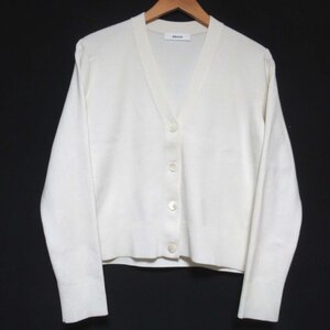 クリーニング済 美品 ebure エブール Silk Cotton Knit Cardigan Vネック シルクコットン 長袖 ニット カーディガン 9910800056 ホワイト