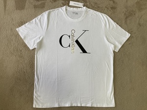 新品未使用！ カルバンクライン メンズ ckタテロゴ Tシャツ XLサイズ ホワイト/ブラック/ゴールド 白黒金 半袖 カットソー Calvin Klein