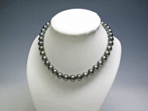 ★1円～ミキモト MIKIMOTO 黒蝶真珠 ブラックパールネックレス 9.1～11.7mm 68.3g 44cm パヴェダイヤクラスプ K18WG★