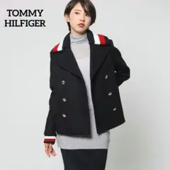 トミーヒルフィガー Pコート ショート ダブル 金ボタン 2way 紺色 M