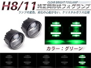 LEDデイライト内蔵★プロジェクターフォグランプ セレナハイウェイスター C26系 緑 2個セット ライトキット ユニット 本体 後付け 交換