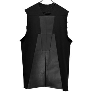 Rick Owens 【men3859I】 23AW LUXOR TOP ルクソールトップ レザー切替カットオフノースリーブベスト ジャケット コート 定価173,800円 AR