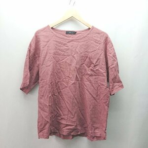 ◇ RAGEBLUE レイジブルー シンプル ラウンドネック 無地 薄手 半袖 Tシャツ サイズM レッド レディース E