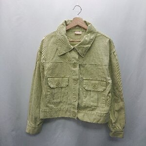 ◇ ⊇ Sugar Sugar シュガーシュガー キッズ 子供服 長袖 デニムジャケット サイズ160 グリーン系 レディース E