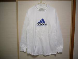 アディダス ９６－９７年FWサンプル品EQUIPMENT長袖裏起毛トレーナーシャツ白青 M-Lサイズ