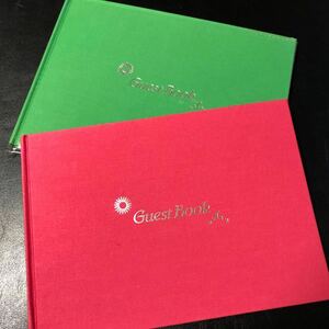 ウエディング　ゲストブック　芳名長　2冊セット　名前とメッセージ　結婚式　ピンク　グリーン　キューピッド　布貼り　記名帳　個展