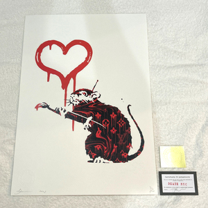 世界限定100枚 DEATH NYC バンクシー Banksy「LOVE RAT」ヴィトン LOUISVUITTON Dismaland ポップアート アートポスター 現代アート KAWS