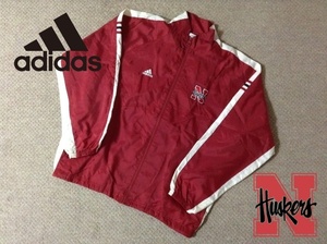 ★中古★アディダス NCAA ネブラスカ大学 ハスカーズ ウォームアップジャケット バスケ 部活 富永 日本 HUSKERS Nebraska adidas 古着 00s