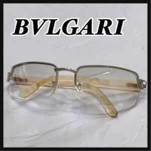 ☆BVLGARI☆ ブルガリ サングラス アイウェア ゴールド イエロー メタル カラーレンズ グラデーション ハーフリム 送料無料