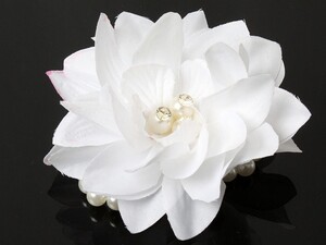 ウェディング 花嫁 造花 パール リストレット ブレスレット#ホワイト