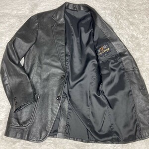 美品 レザーウェア LEATHER WEAR テーラードジャケット 2B 本革 ラムレザーMサイズ 羊革 黒 革ジャン ブラック 春秋冬 men