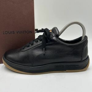 1円 【美品】 LOUIS VUITTON ルイヴィトン 【王者の貫禄】 スニーカー レディース シューズ 靴 ロゴ LV レザー ブラック 黒 22.5cm位