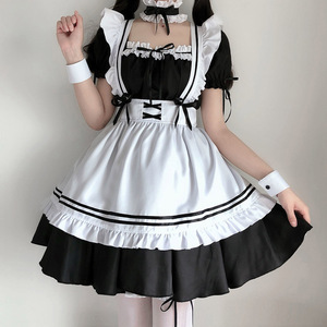 メイド服 コスプレ ロリータ コスチューム M サイズ 付属品 6点セット