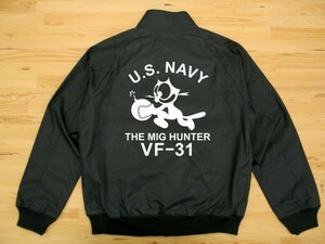 U.S. NAVY VF-31 黒 スイングトップ 白 4XL フライトジャケット ma-1ミリタリー VFA-31 USN トムキャット