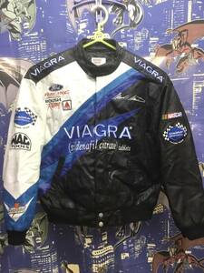 ROUSH Racing レザー ライダース ジャケット ブルゾン レーシングジャケット M かなり大きめ VIAGRA