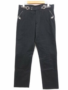 アーカイヴ 美品【ヴェルサーチ VERSACE】コットン レザー スラックス パンツ (メンズ) size48/M ブラック 無地 イタリア製 □32MPA2487□