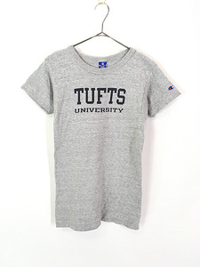 レディース 古着 90s USA製 Champion 「TUFTS」 カレッジ プリント 霜降り Tシャツ S位 古着