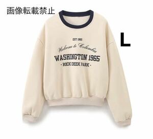 vintage ヴィンテージ レトロ ロゴ スウェット トレーナー トップス Lサイズ レディース★ZARA 好きな方に★2024 A/W 秋新作 新品未使用★