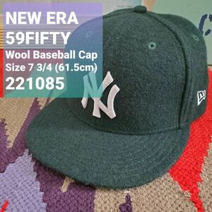 NEWERAニューエラ■美品 59FIFTY ヤンキース ライトメルトン ウール ベースボールキャップ 7 3/4 円周61.5 EXCLUSIVE OF DECORATION 野球帽