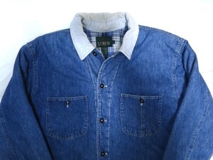 90s J CREW デニム カバーオール 実寸 XL ネルライナー ライナー付 襟コーデュロイ ジェイクルー ドーナツボタン