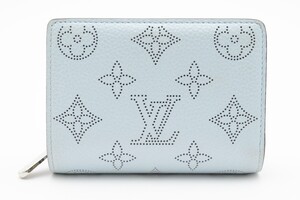 LOUIS VUITTON ルイヴィトン 現行 クレア RFIDタグ モノグラムマヒナ 二つ折り財布 レザー M83502 ミネラル ブルー