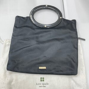 ■kate spade ケイトスペード クラッチバッグ ハンドバッグ シルク 黒 ブラック レディース 手提げ 冠婚葬祭 中古■【AOT】