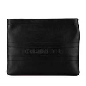 ディオール クラッチバッグ ブラック カーフ レザー メンズ Dior 【中古】