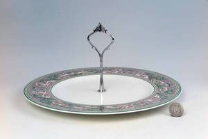  　 ウェジウッド 　Plate 27cm　ハンドル付き　=　F/T/Gray&Green 　W３６０５　(1級品)　