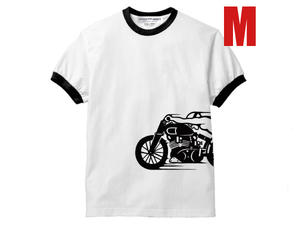 スピードアディクト サイドプリント Ringer T-shirt M/trimトリムtee60s70s世界最速のインディアンモーターサイクルvincent black shadow