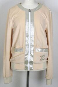 08P CHANEL SPORTS coco nocollar zip jacket size 38 シャネル ノーカラー ベロア ジップ ジャケット b8805