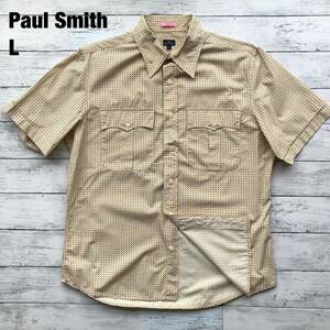 極美品/Lサイズ/総柄◎ポールスミス PS Paul Smith 半袖シャツ ボタニカル 花柄 コットン100 メンズ ライトブラウン